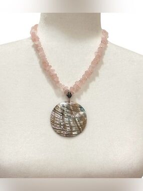 Authentic Rose Quartz and Abalone Necklace